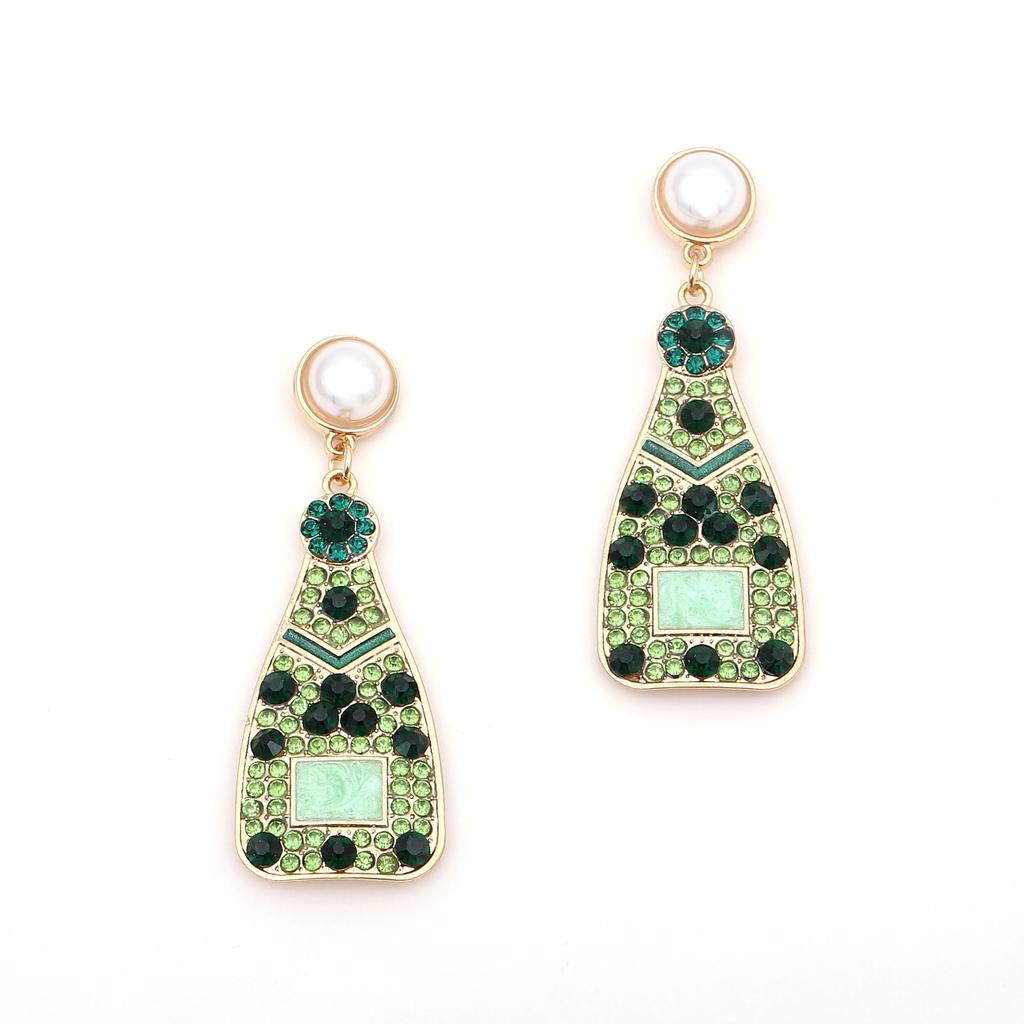 Europe and the United States Cross-border Creative Fashion Alloy Wine Bottle Series Inlaid Rhinestone Earrings Personalized Temperament Light Luxury