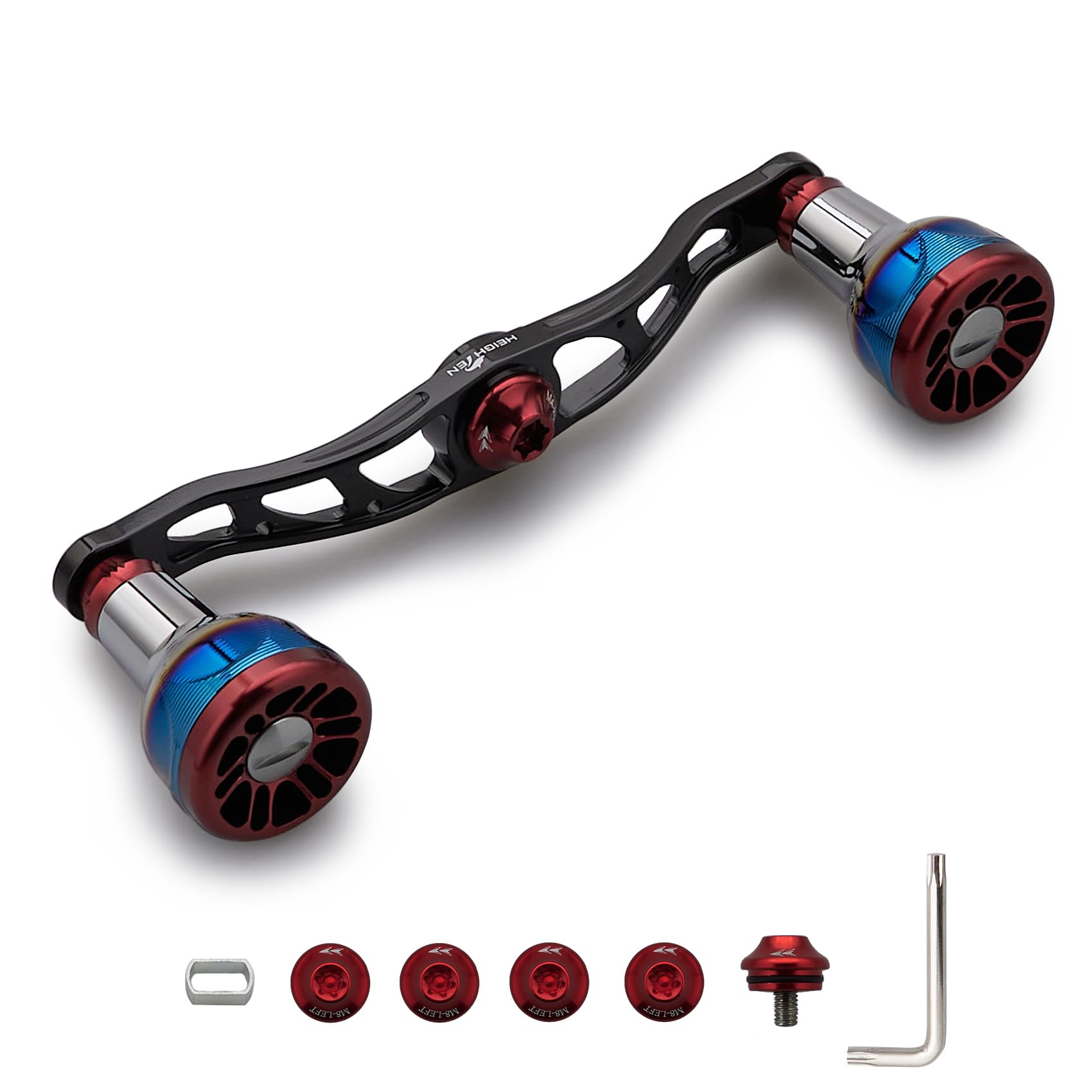 

HEIGHTEN Baitcasting Reel Aviation Compatible with and Abu Engn Series Wine V2.0 105/115mm Handle, Aluminum, Shimano, Daiwa, Garcia, (Black & Red,