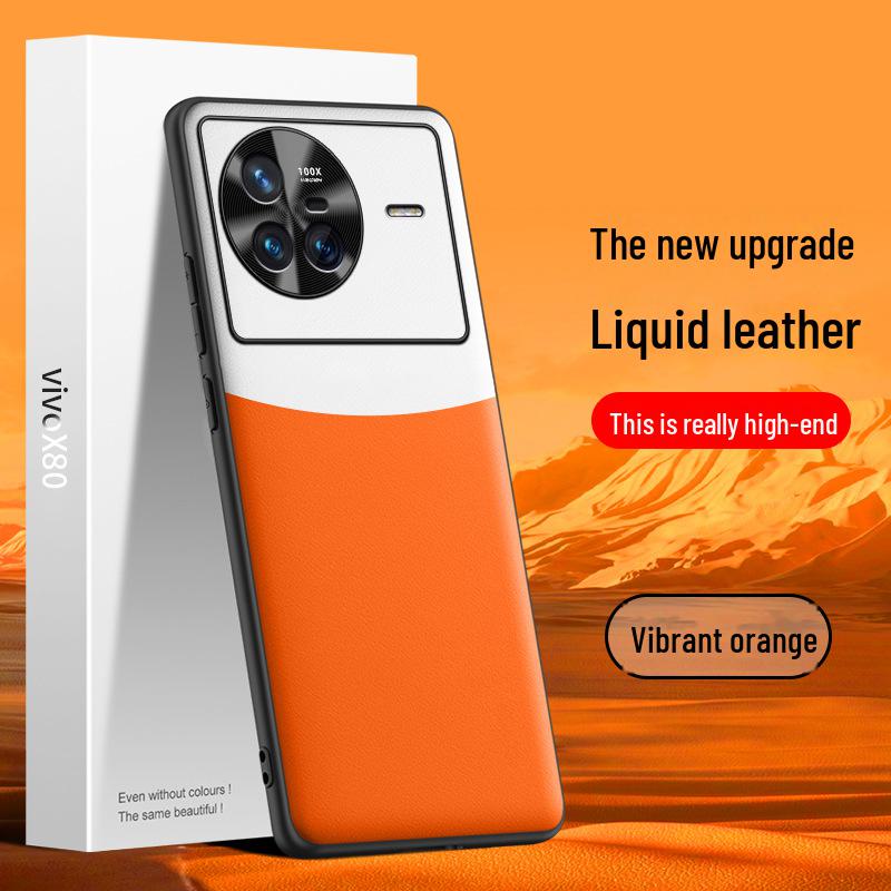 VivoX80 Handyhülle aus Flüssigleder - Sturzsicher, Schmutzabweisende Schutzhülle, Einteilig.