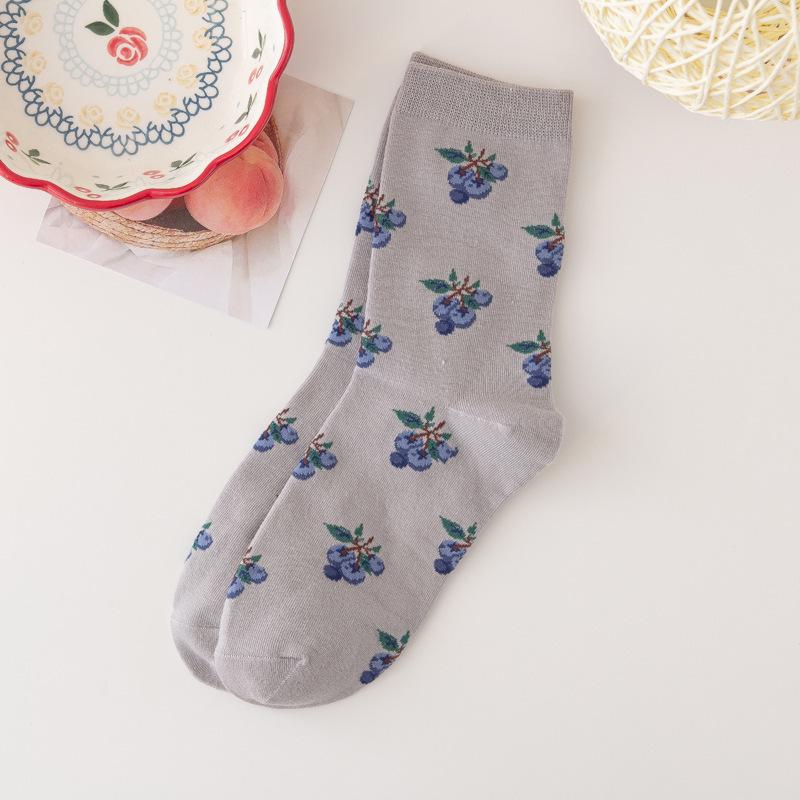 Japanese Cute Fruit Pattern Mid-Calf Women's Retro Socks