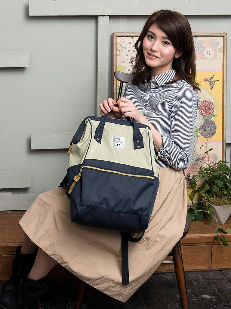 Large Water Heathered Navy [Anello] Capacity, Repellent, Clasp, Backpack, Daypack, GU-B3013,