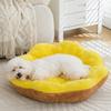 Winter Pet Bed Flower Shaped Plush Dog Bed with Anti-slip Bottom