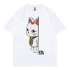 Hot Sales Japan Anime Granny Cat Graphic T Shirt Fashion Cartoon Oversized T-shirt Men Women Vintage Casual Cotton T-shirts