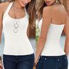Summer Women Vest Top Backless Sexy Solid Color Beach Halter Fit Slim