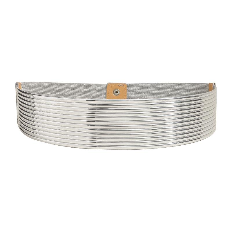 Shiny Gold Women Elastic Waist Belt Long Silver Corset Punk Belt Fashion Accessory for Elegant Dresses and Casual Wear