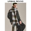 UR Men's Patchwork Plaid Faux Two-Piece Jacket