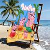 Custom Name Personalized Pink Pig Print Beach Towel, for Trip Camping Beach Party Home Decor, Birthday Gift for Family & Friends