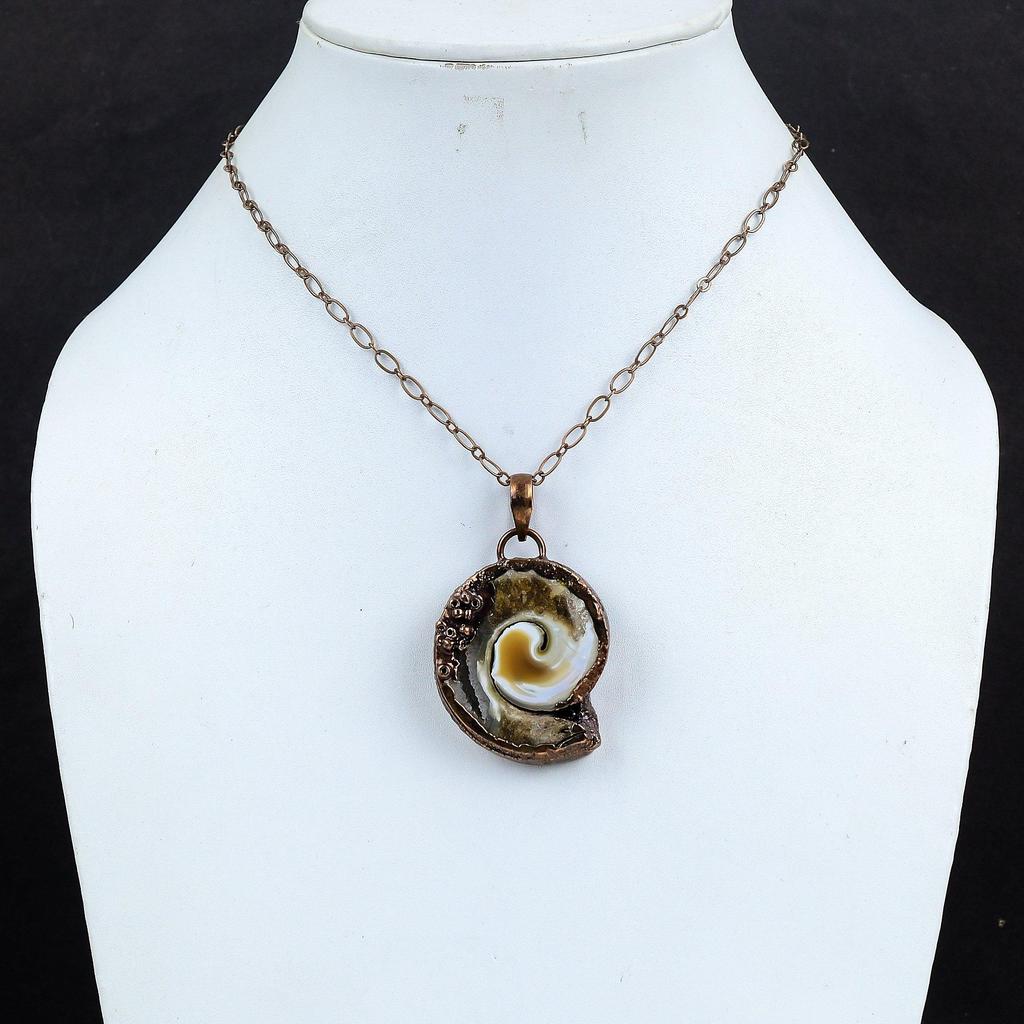 Shiva Eye Pendant, Copper Electroformed Gemstone Jewelry, Handmade Pendant, For Memorial Day