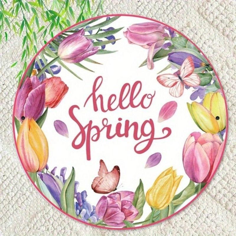 Metal Wall Art Hello Spring Home Decor Gift