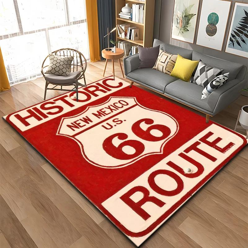 Historic Route 66 Non-slip Carpet Soft Area Rug for Living Room Kids Bedroom Kitchen Decor Floor Mat