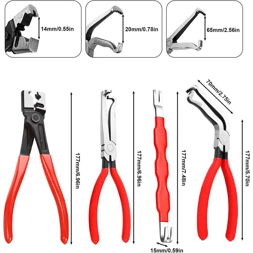 AAAF Automotive 4-Piece Electrical Disconnect Pliers Set-Connector Separator Kit With Angled Pliers& Removal Tools In A Box