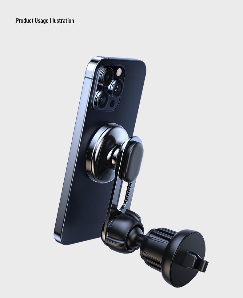 Suport magnetic rotativ 360° pentru telefon de mașină - Aliaj de aluminiu montare pe ventilație