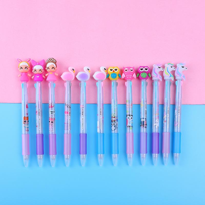 10Pcs/Lot Cute Cartoon Multicolor Ballpoint Pens Kawaii Unicorn Swan 3 Colors Pen Kids Writing School Stationery Office Supplies