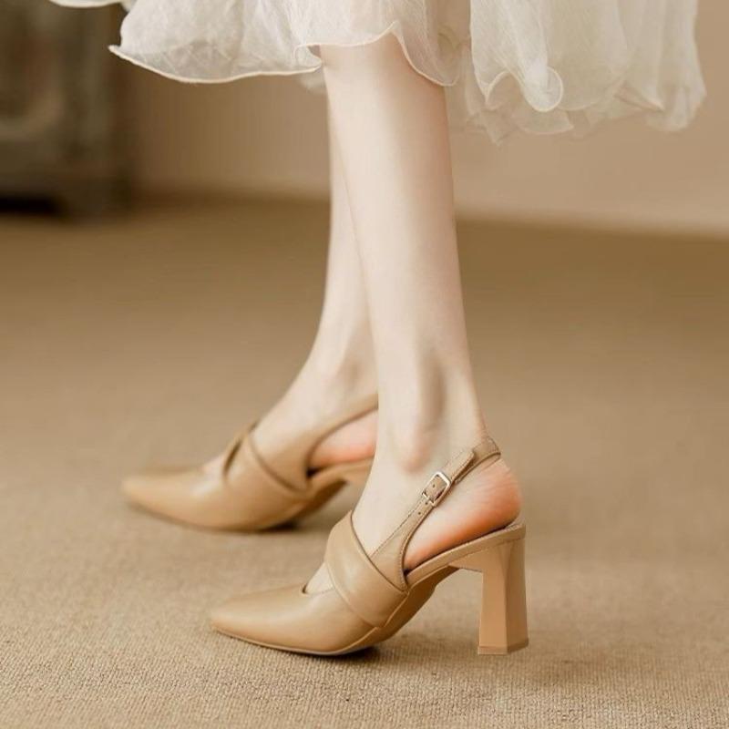 Sandali Moderni con Tacco Quadrato e Tacco Alto Cinturino con Fibbia Scarpe da Donna Monocolore in Saldo 2025 Moda Sandali da Donna Bassi Essenziali