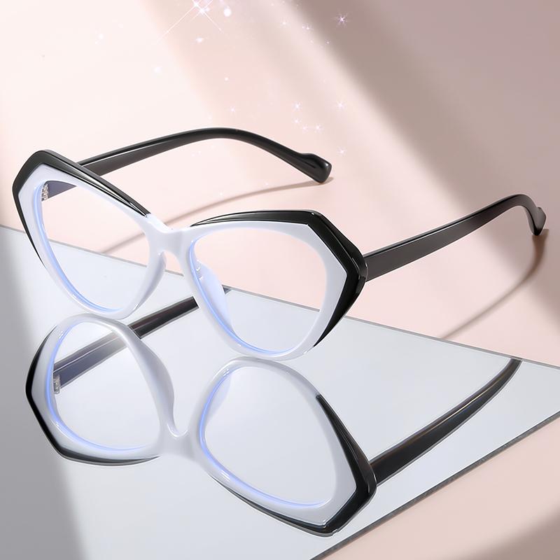 

2026 New Retro Cat Eye Eyeglasses with Multicolor Patterned Frame & Black Arms, Clear Lenses for Fashionable Women’s Style чорний білий колір