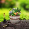 Whiskey Barrel Resin Planter Durable Indoor Outdoor Round Pot with Drainage Holes Frost Resistant Lightweight Easy Care