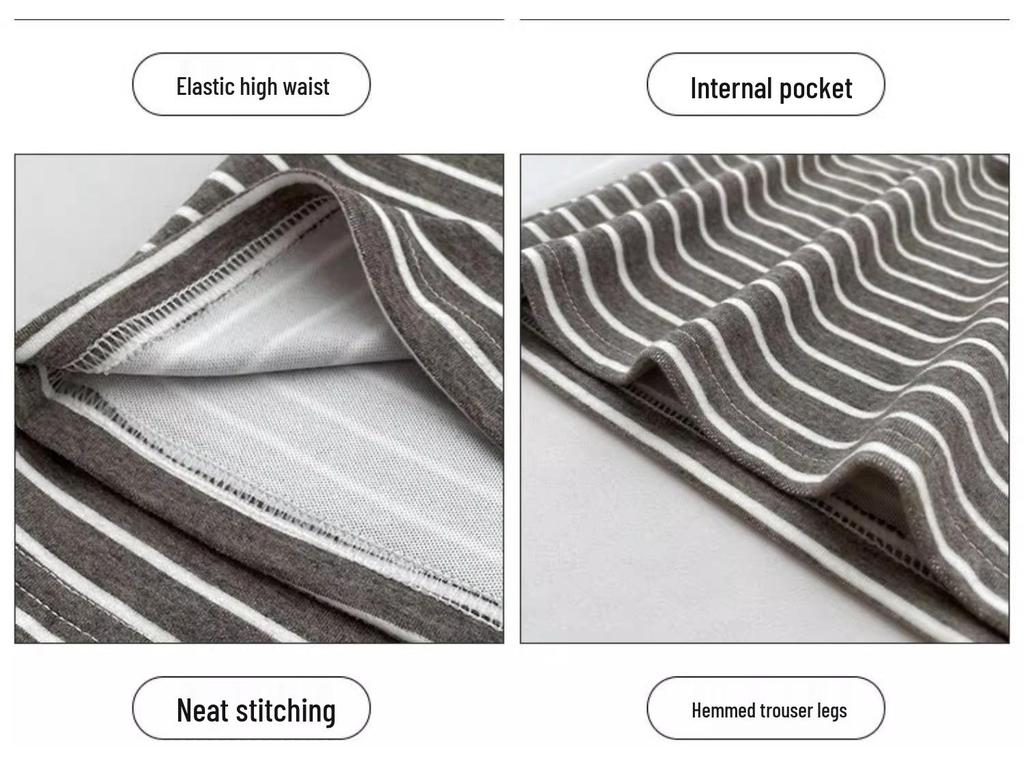 Women's High Waist Wide Leg Stripe Pants - Relaxed Drape Yamamoto Design for Spring/Autumn