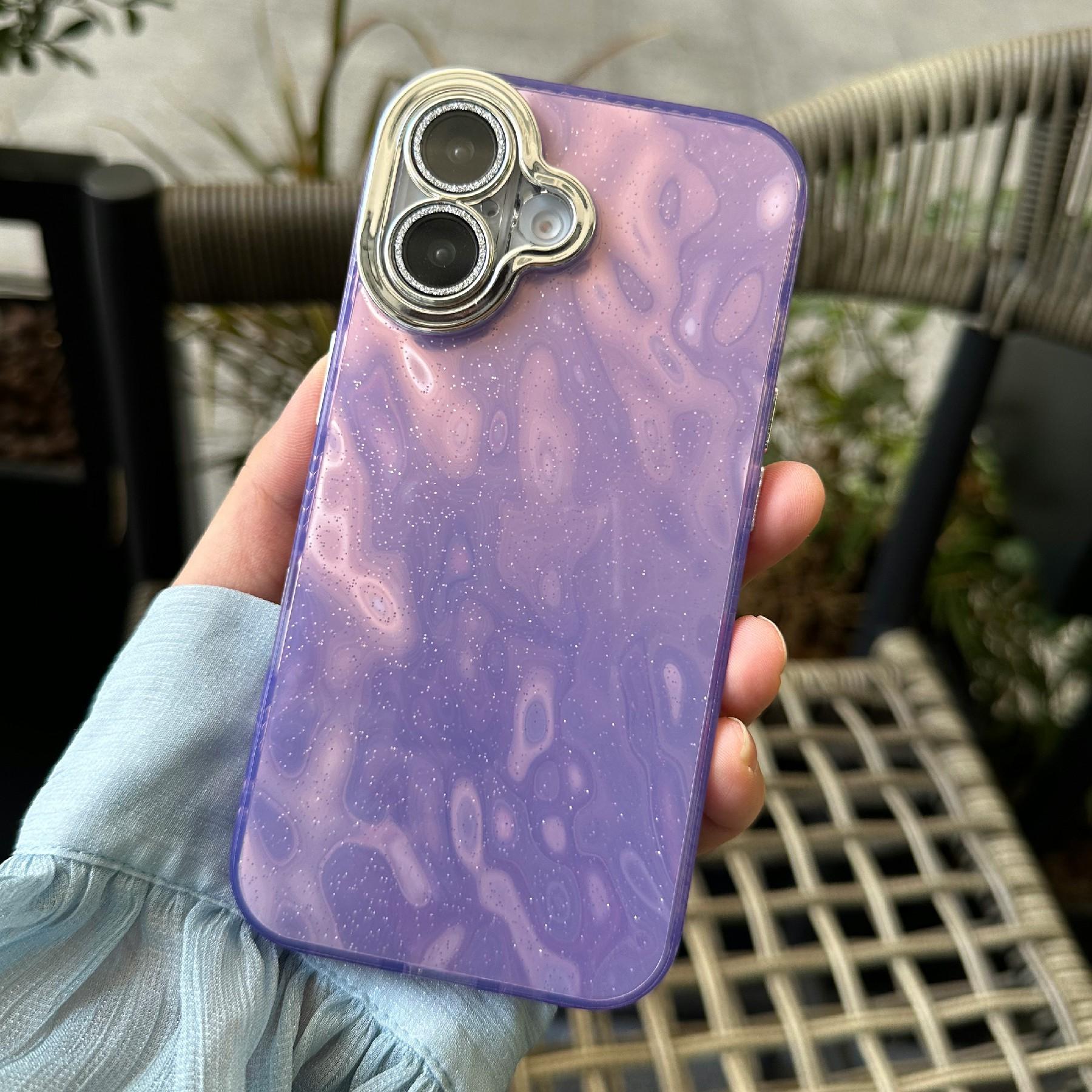 For iPhone 16 Plus Case Wrinkle Texture TPU+PC Shockproof Phone Cover B