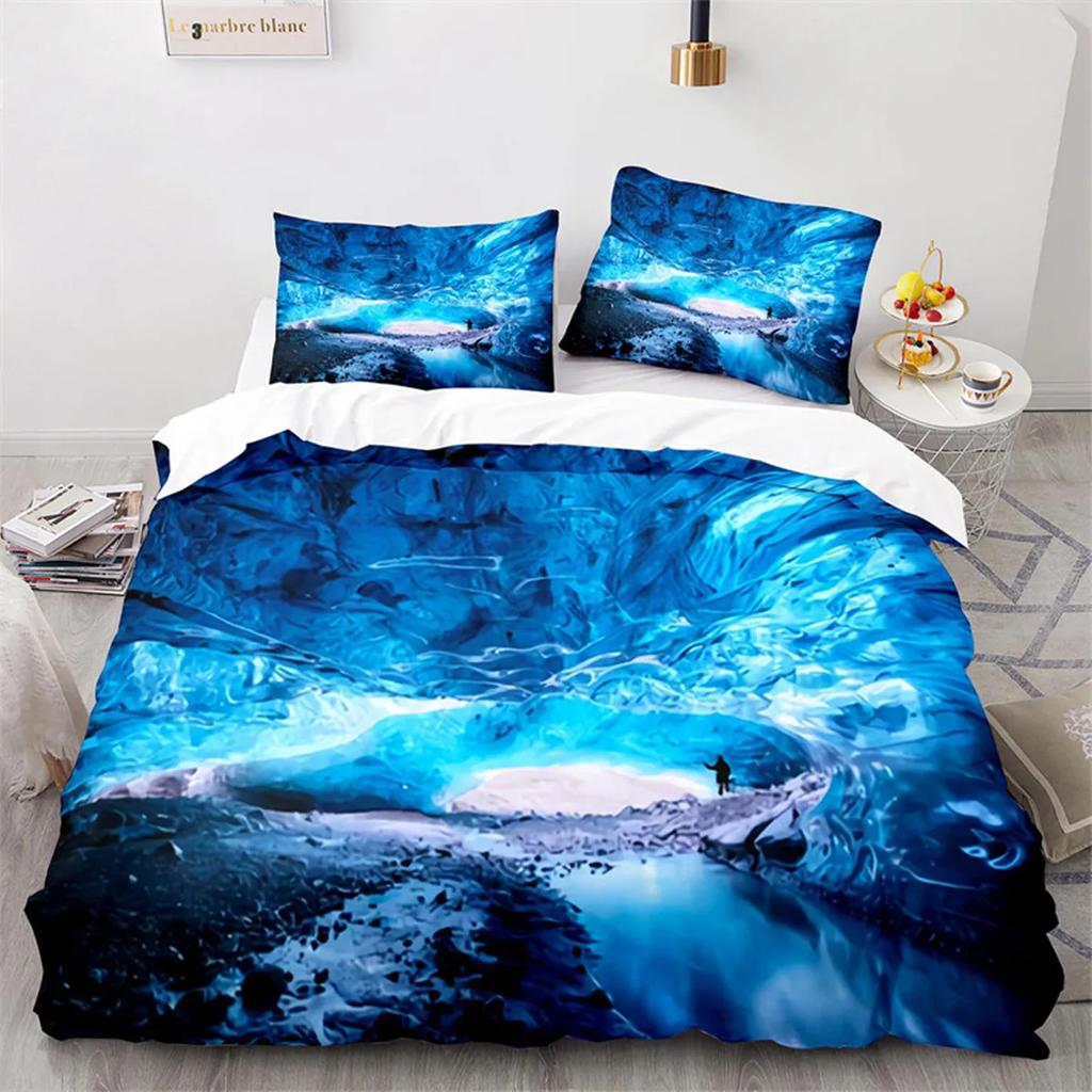 Snow Mountain Duvet Cover Clouds Hill Scenery Glacier Natural Beauty Print Ocean Theme Quilt Cover For Children Adult Room Decor