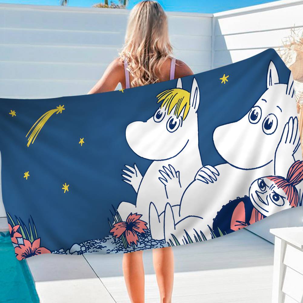 Cute M-Moomins Anime Beach Swimming Towel Soft Absorbent Washcloth Children's Gifts for Kids Travel Camping Gym