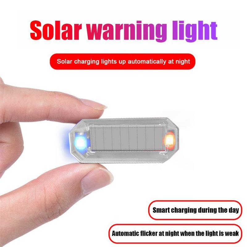 Mini Solar Power Car Warning Light LED Flashlight Car Motorcycles Alarm Lamp In-Night Caution Strobe Warning Light Running Lamp