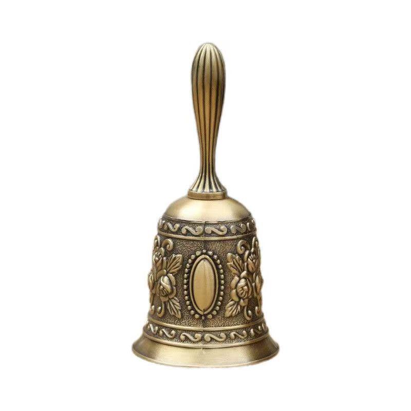 Bronze Retro Hand Crank Bell - Vintage Decorative Serving Bell for Home, Bar, or Restaurant.