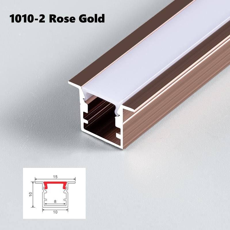 0.5/1m Rose Gold U/W Style LED Aluminum Profile Milky Cover Bar Lamp Cabinet Closet Background Corridor Decor Linear Strip Light