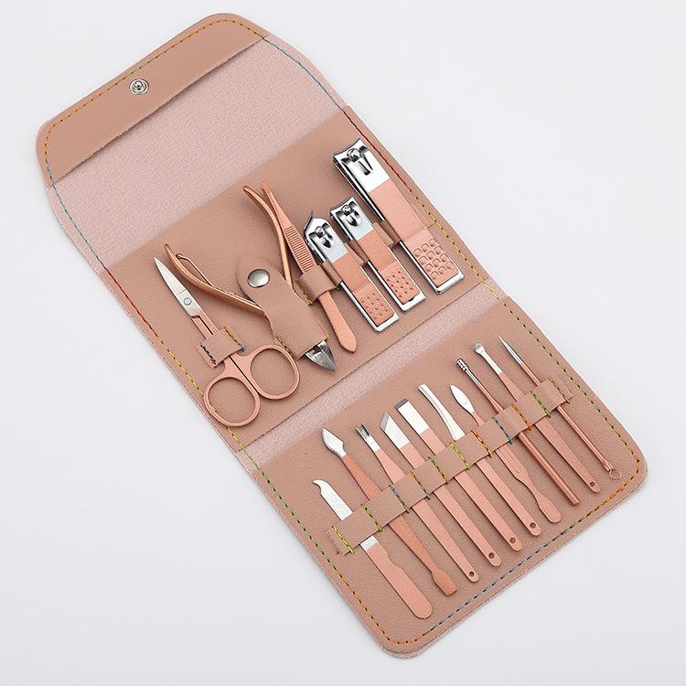 New 16pcs/set Nail Cutter Set Stainless Steel Nail Clippers Set With Folding Bag Manicure Cutter Kits Scissors Makeup Beauty Tool