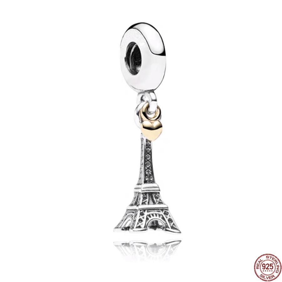 

Hot S925 Sterling Silver Camera Eiffel Tower Statue of Liberty Dangle Castle Bead Fit Оригінальний браслет DIY Charm Jewelry