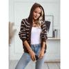 Women's Hooded Knitwear Fall/winter Loose Pocket Striped Cardigan Sweater