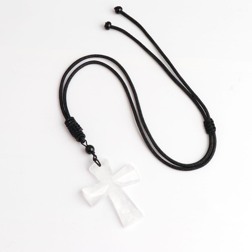 Colier Cruce Agat - Piatră Semiprețioasă Cadou de Crăciun Lanț Pulover