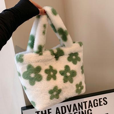 Large Capacity Plush Handbag New Style Furry Hand-carrying Storage Bag Simple Commuting Girl Cute Plush Bag Women's Bag