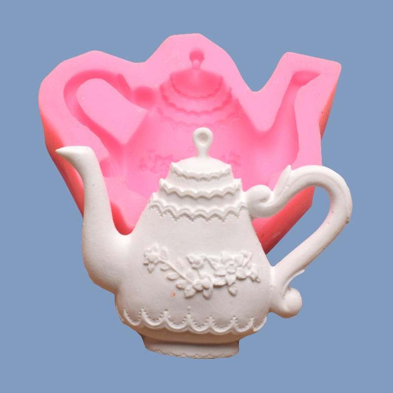 Silicone Fondant Mold Cartoon Cute Teapot Shape Handmade Candle Resin Craft Cake Decorating Tool for Kitchen Baking Gift