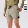 Men's Three-Quarter Marathon Running Shorts with Inner Brief - Quick-Dry Double Layer Fitness Wear for Track and Outdoor Sports