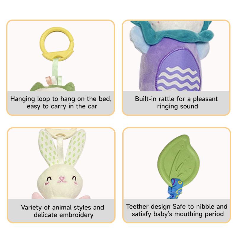 Grzechotki dla noworodka Dzwonek Zabawka Grzechotki sensoryczne dla niemowląt Miękka zabawka edukacyjna Pluszowe zwierzątka Kuranty wietrzne Wózek Dziecięcy Samochód Łóżeczko