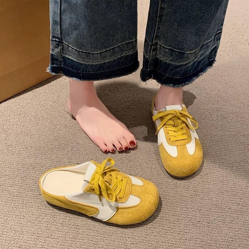 Thick-soled bag head and half slippers, women wear new shoes outside summer, and pedal white shoes and cool slippers.