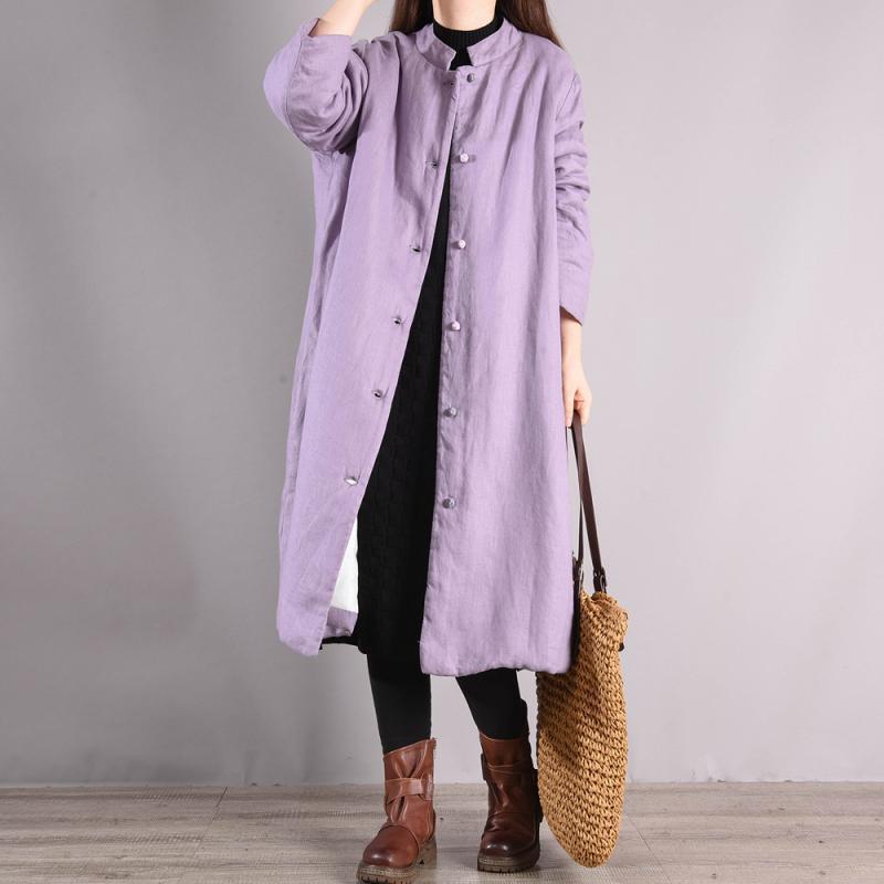 

Осень и зима ретро китайская застежка однотонная твиловая хлопковая одежда женственность красивый свободный хлопковый длинный жакет 2XL [Recommended 145-80 kg]