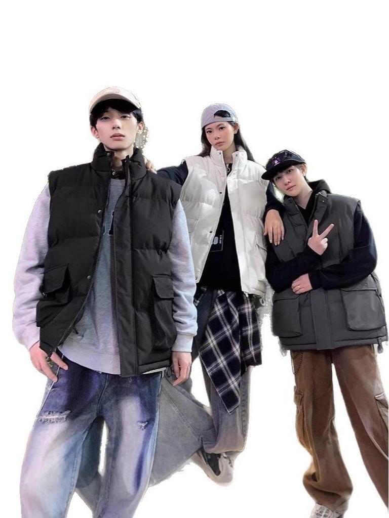 Unisex Winter Warm Down Vest: Sleeveless, Stand-up Collar, Casual Workwear Jacket