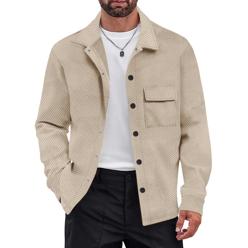 Herren Unifarbene Lässige Jacke mit Langen Ärmeln und Revers - Herbst/Winter Kollektion