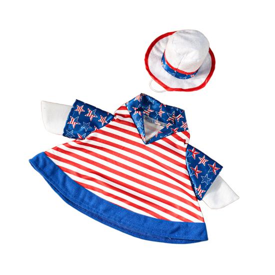 4th of July Porch Goose Outfit Independence Day Red White Blue Patriotic Goose Costume for 20"/27" Goose Statue