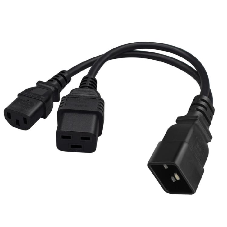 C20 zu C13+C19 Y-Splitter Stromstecker Kabel Einzeln IEC 320 C20 Stecker auf C13+C19