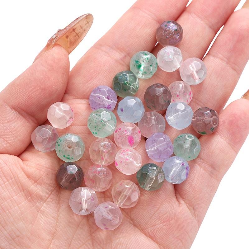[10mm] Colorful Faceted Round Beads Glass Ball Beads DIY Jewelry Bracelet Accessories
