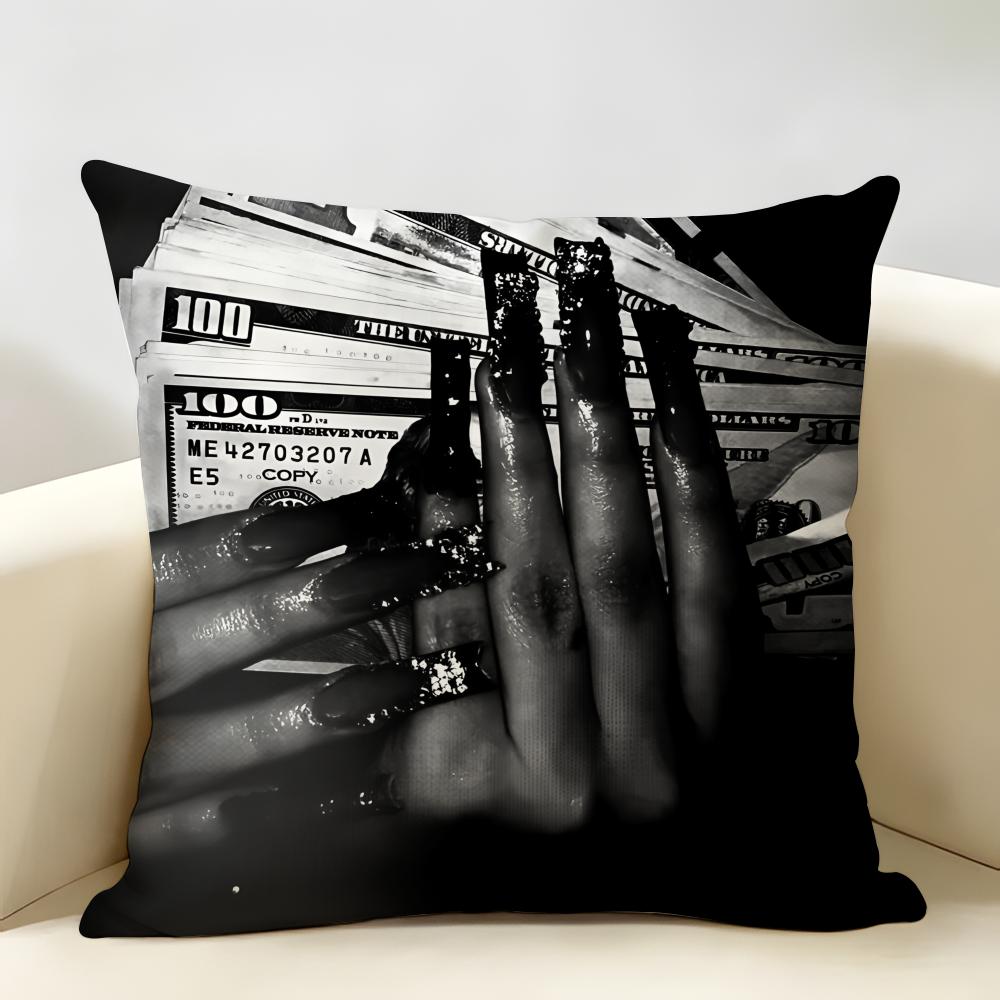 Black White Fashion Ins Sexy Cushion Cover Natural Linen Organic Fabric DoubleSided Printing Room Sofa Decor Pillow Case