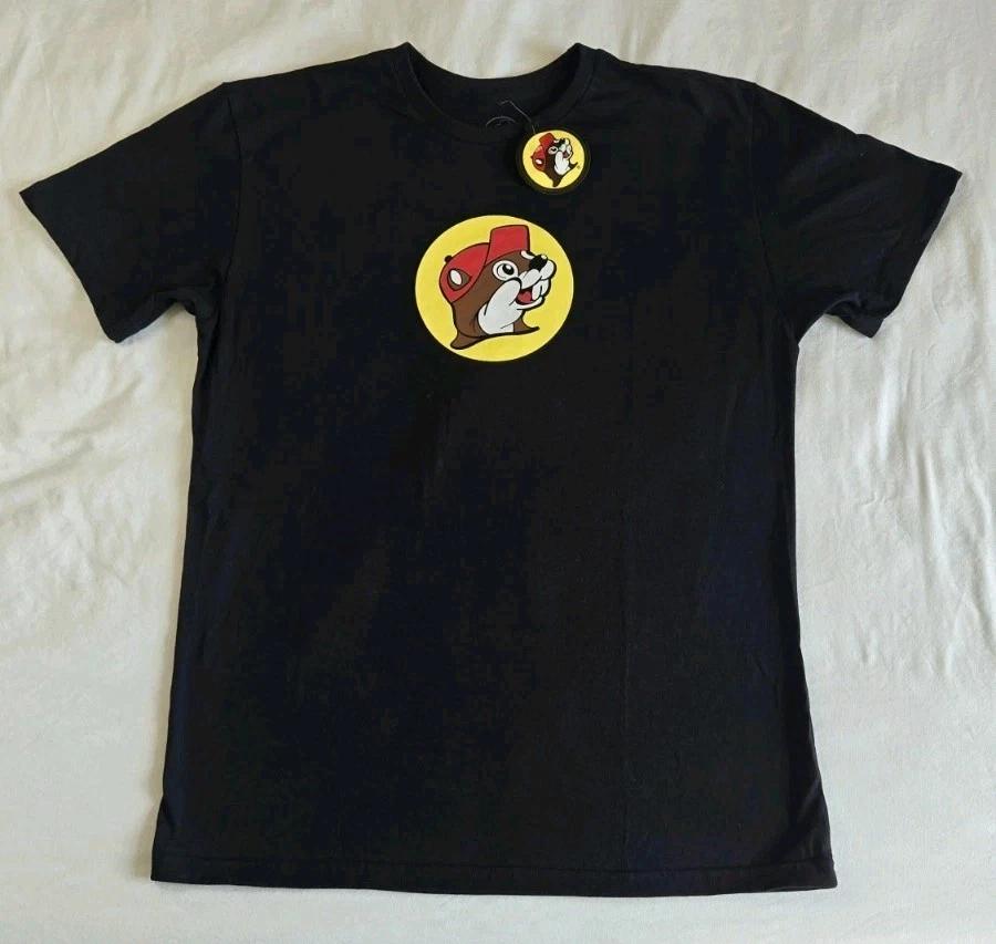 Buc-ees Bucky Logo Graphic Print T-Shirt Uni-Sex Solid Black Size Large NWT XL