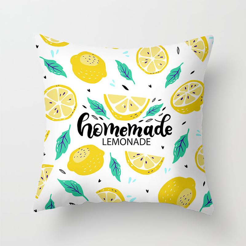 Home Decor Yellow Lemon Pattern Summer Cushion Cover Pillow Sofa Decorative