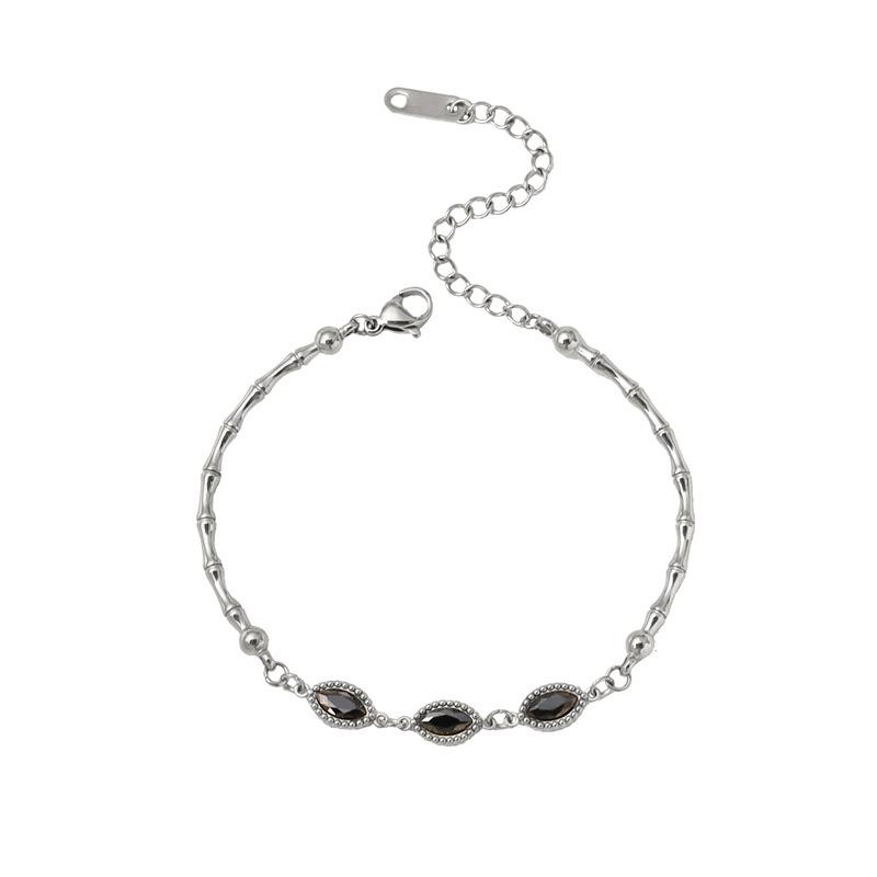 

Stainless Steel Popular Light Luxury High-End Sense Diamond-Encrusted Horse Eye Zircon Bracelet Personalized Versatile Jewelry