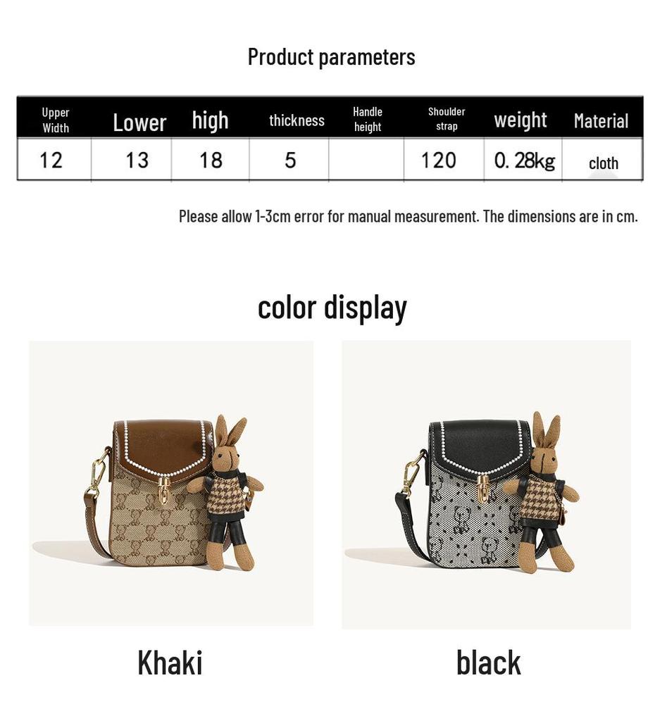 Damen Canvas Bär Schulter Crossbody Tasche - Lässig, Vielseitig, Farbblock-Design