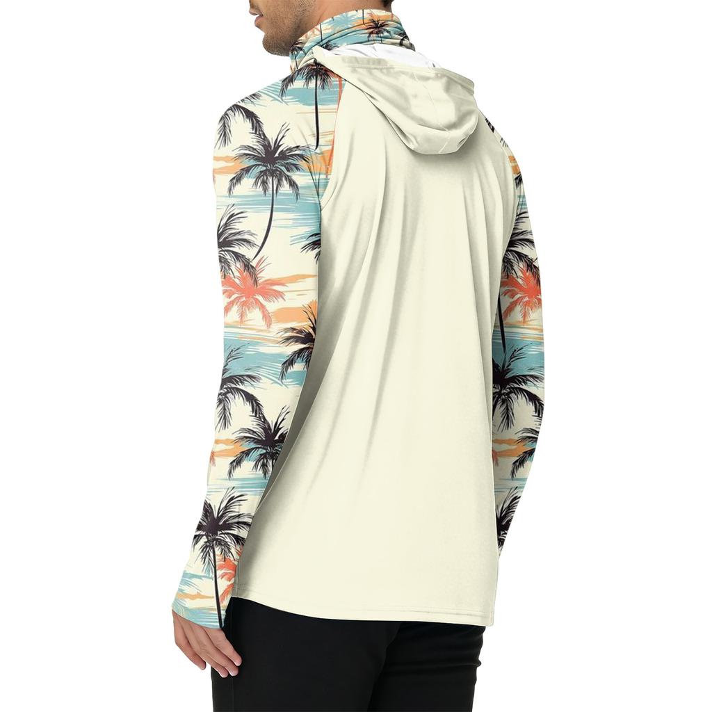Heren Casual Outdoor Hawaiiaanse Print Hoodie Lange Mouw Zonbescherming Shirt Lichtgewicht Ademend Sneldrogend Stof voor de Zomer