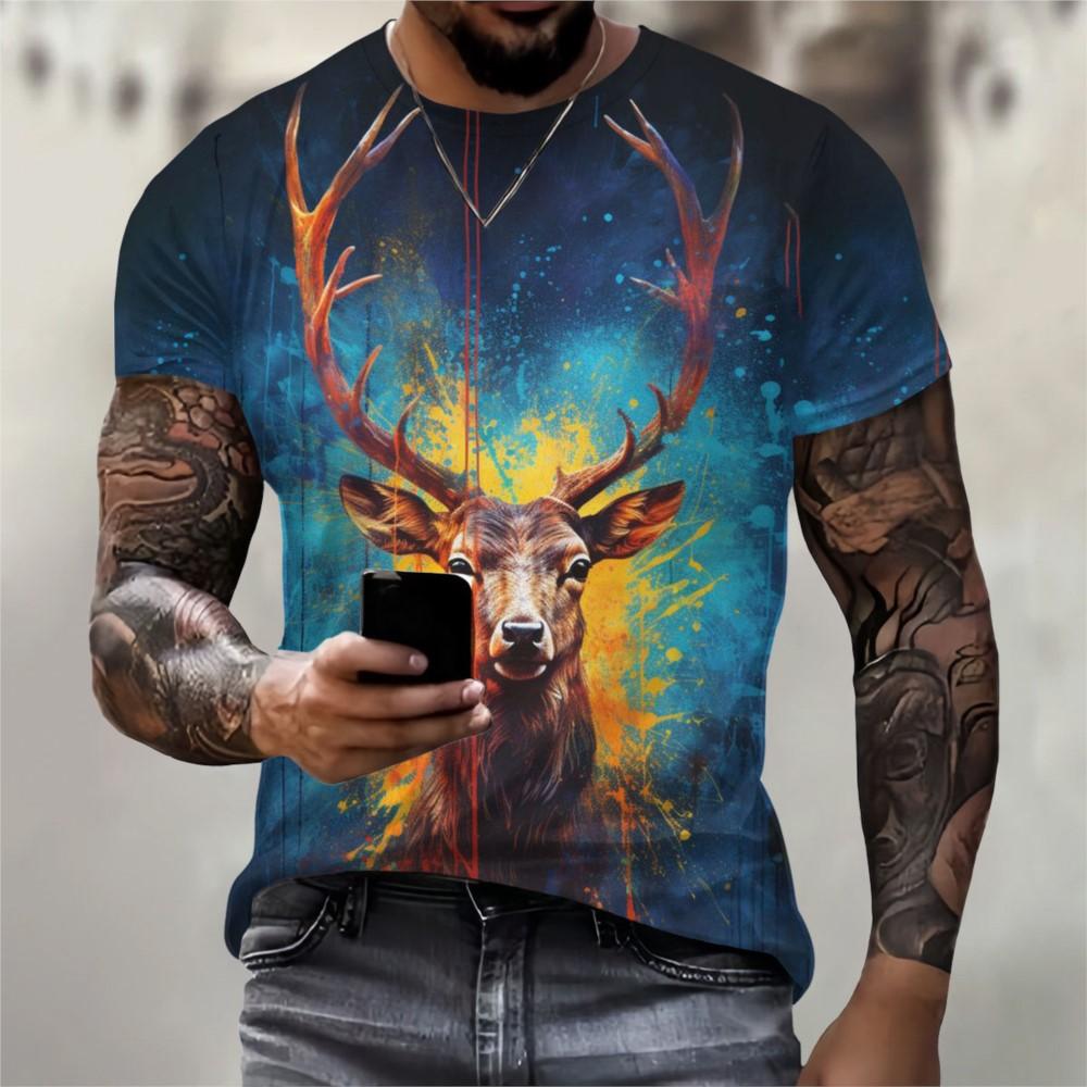 Funny Animal 3D Print T-Shirts Hip Hop Short Sleeve Oversized Men's T-shirts