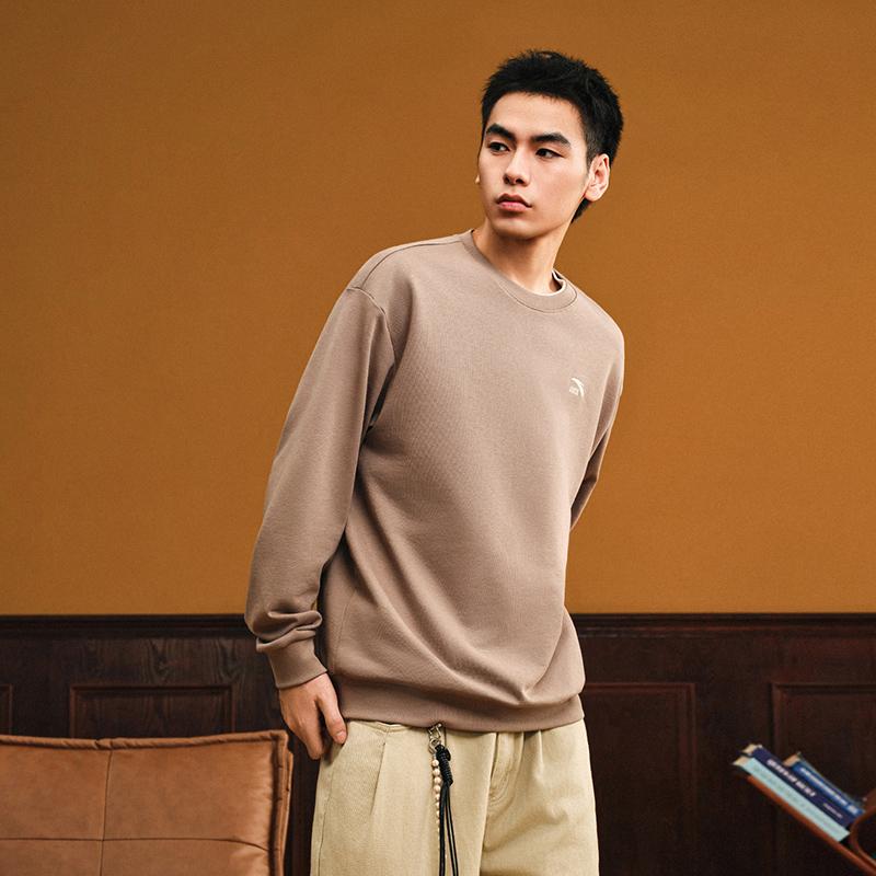 Anta Casual Fashion Trendy Sports Training Couple Knitted Sweatshirt Men sweatshirt Linen-Gray 952538715-3